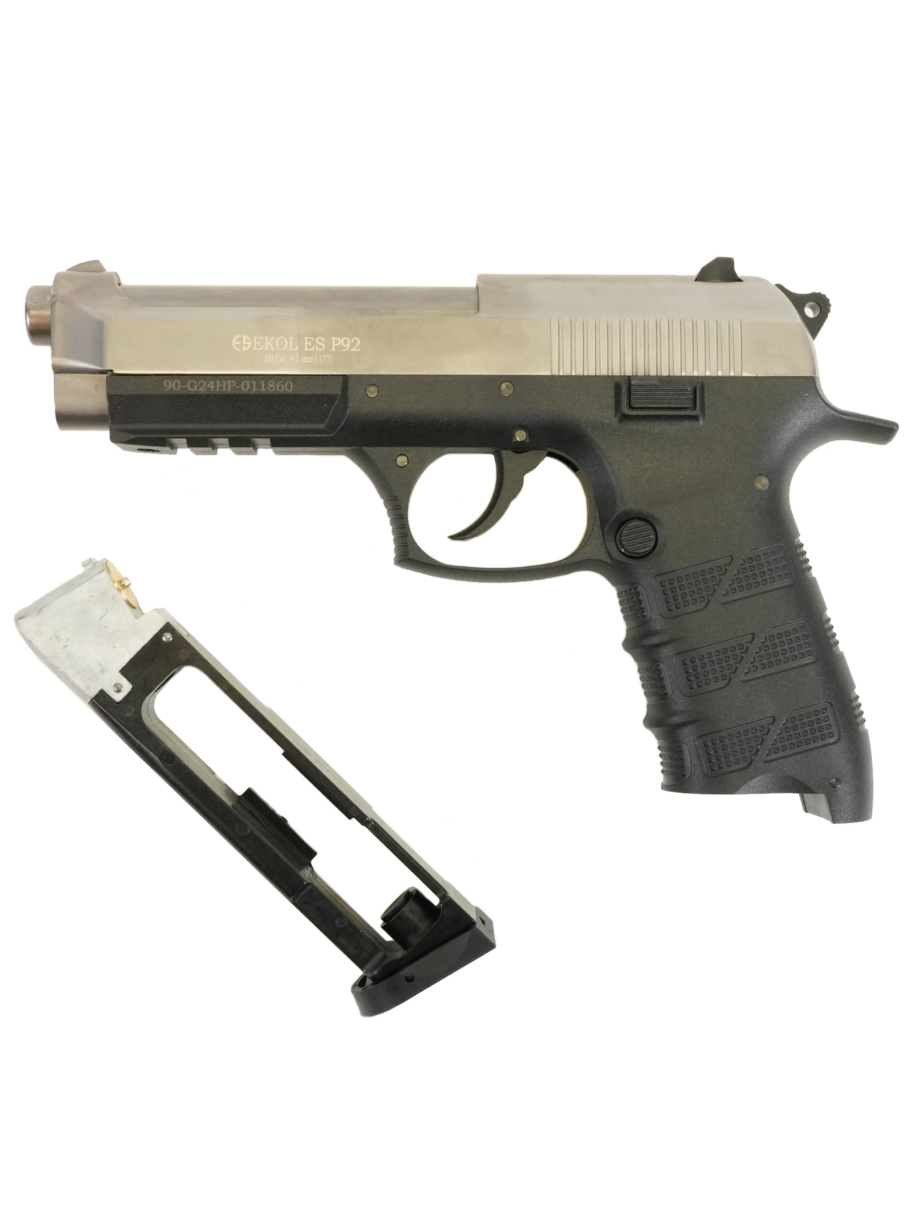 Пистолет пневм. EKOL ES P92 FUME, (никель) кал. 4,5 мм, 3 Дж