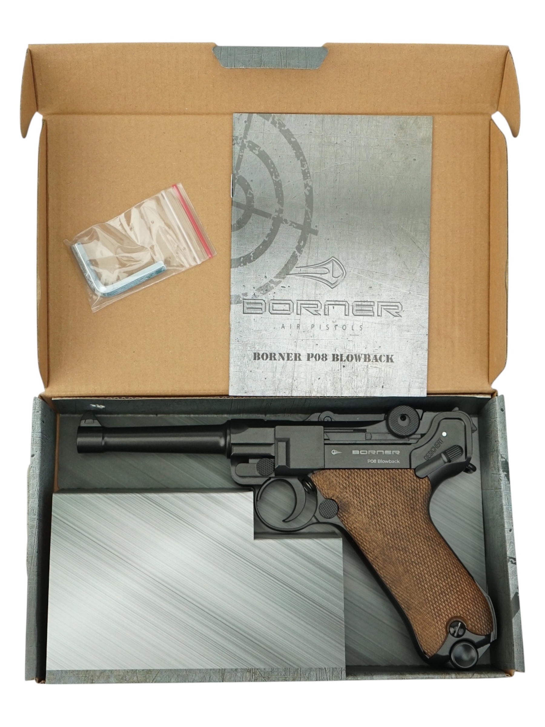 Пневматический пистолет Borner P08 Blowback (Parabellum) 4.5 мм