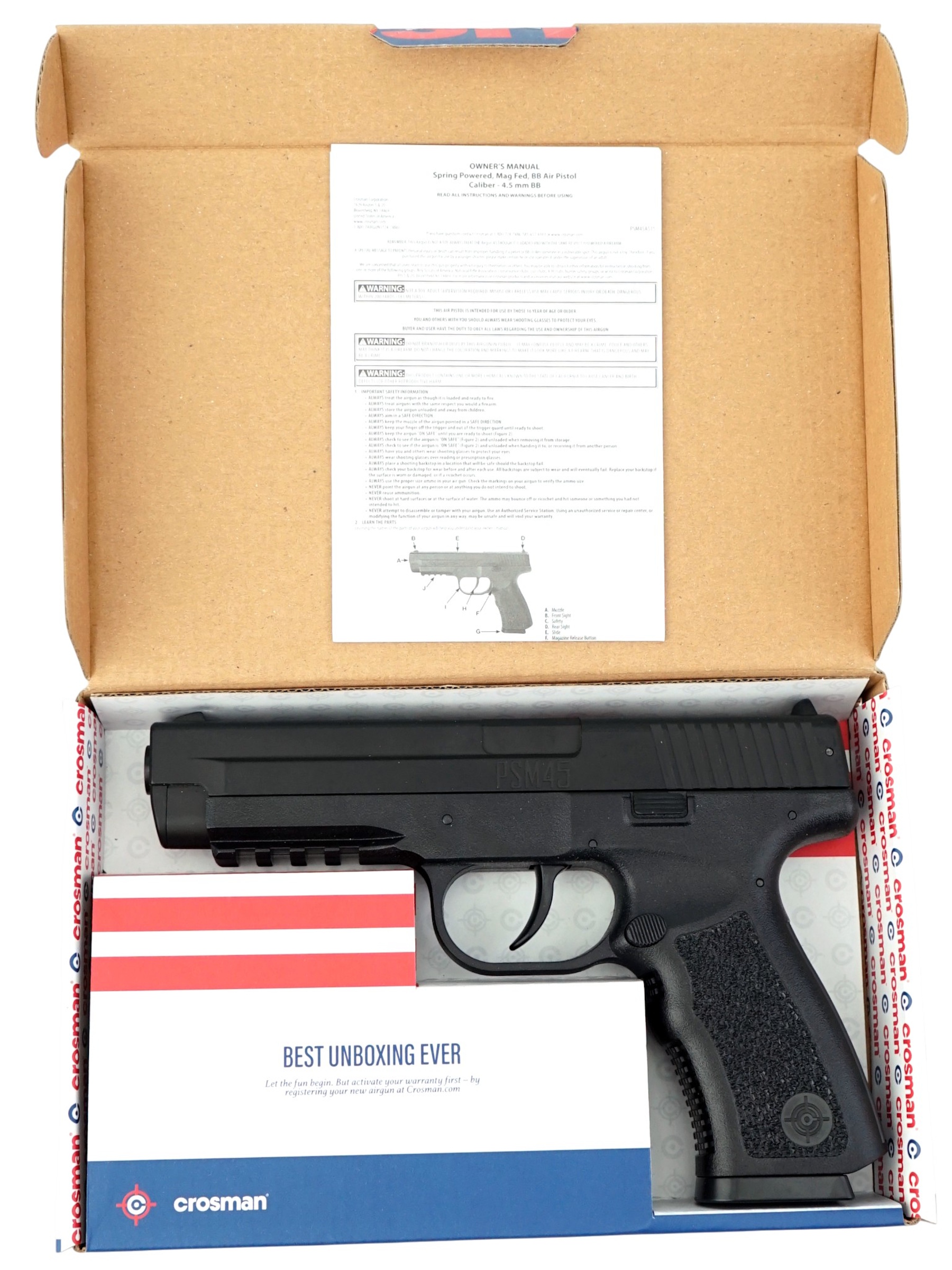 Пневматический пистолет Crosman PSM45 (Glock 17) 4.5мм