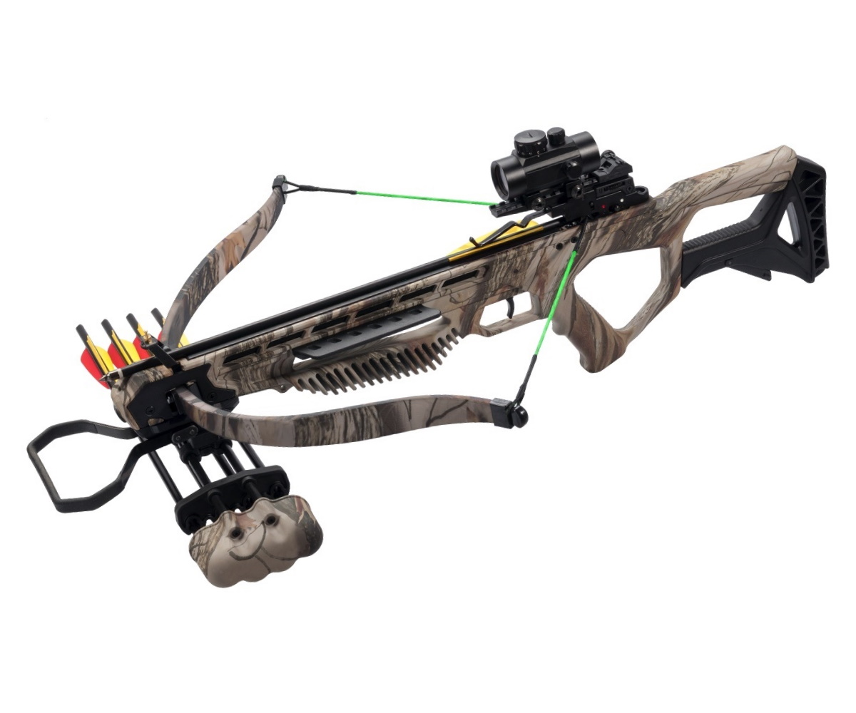 Рекурсивный арбалет Man Kung MK-XB25 Specter BK (камуфляж God Camo, 2 стрелы, воск, стрингер, натяжитель)