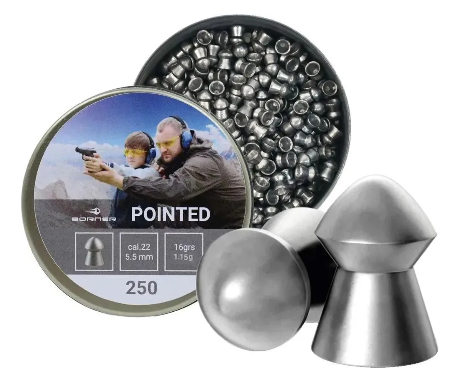 Пули пневматические Borner Pointed 5,5 мм, 1,15 г (250 штук)