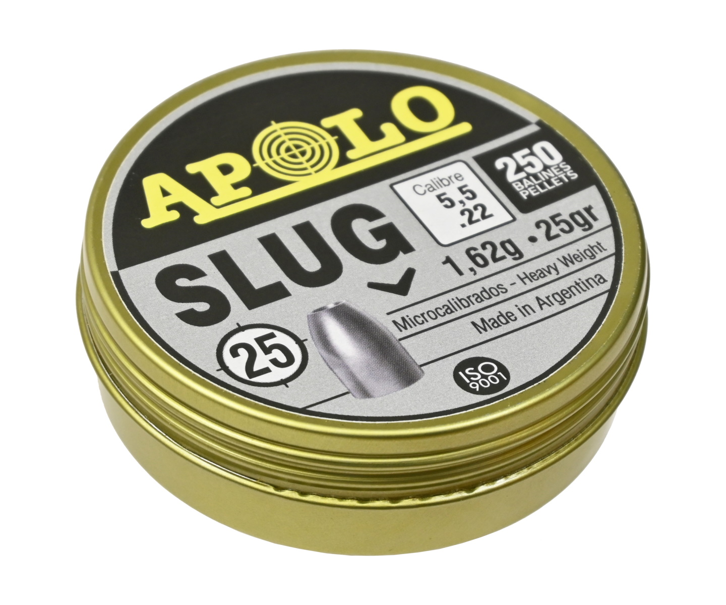 Пули пневматические полнотелые Apolo Slug 5,5 мм, 1,62 г (250 штук)