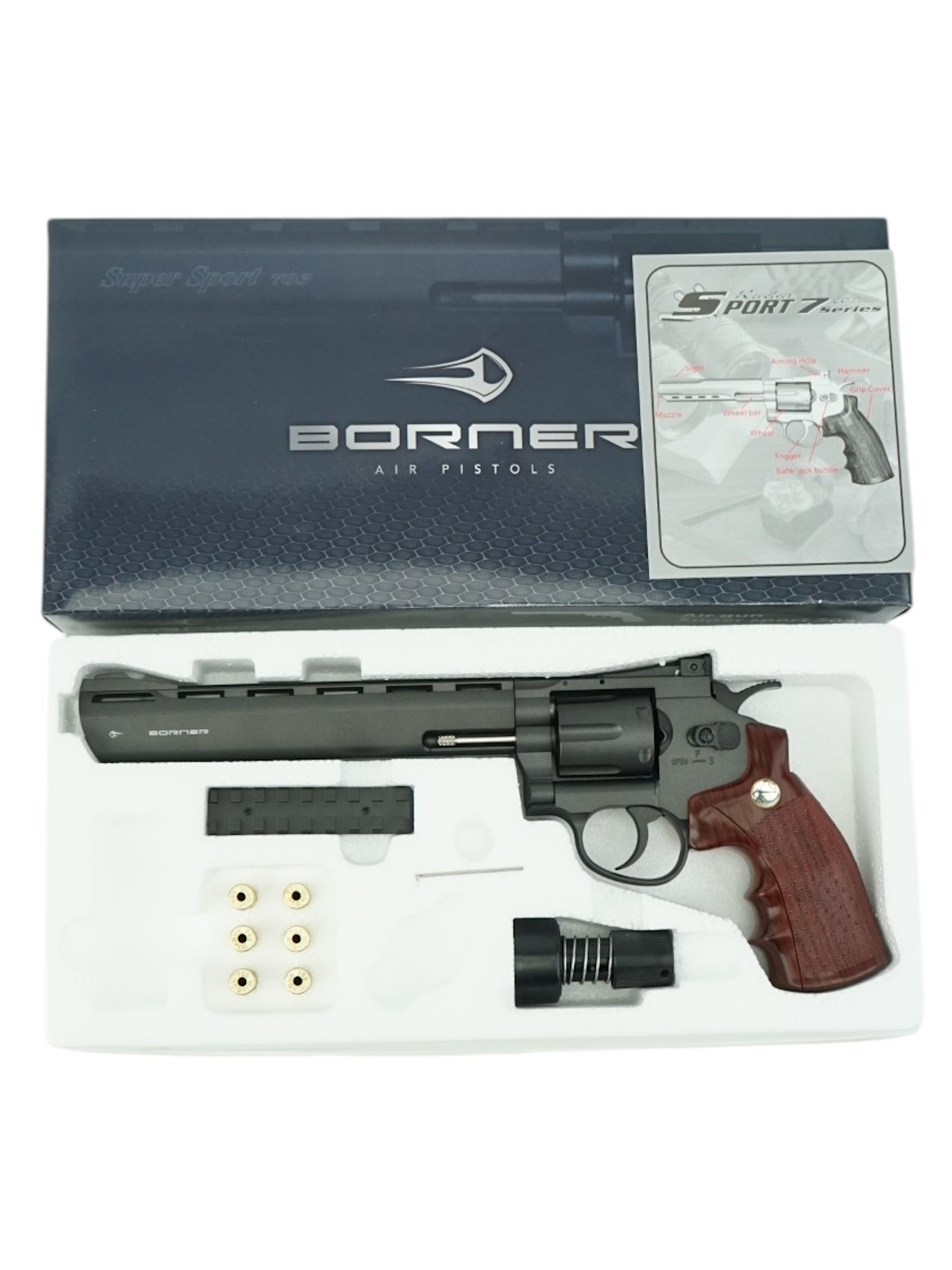 Револьвер пневм. BORNER Super Sport 703, кал. 4,5 мм (с картриджи 6 шт.)