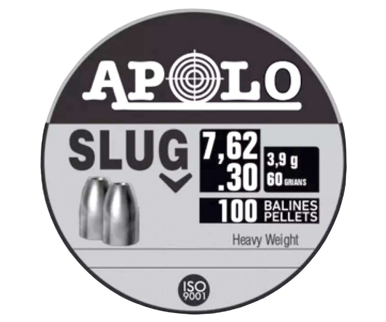 Пули пневматические Apolo Slug 7,62 мм, 3,9 г (100 штук)