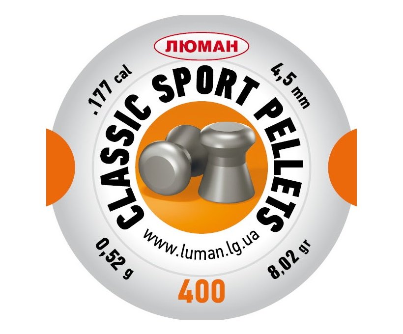 Пули пневматические «Люман» Classic Sport pellets 4,5 мм, 0,52 г (400 штук)