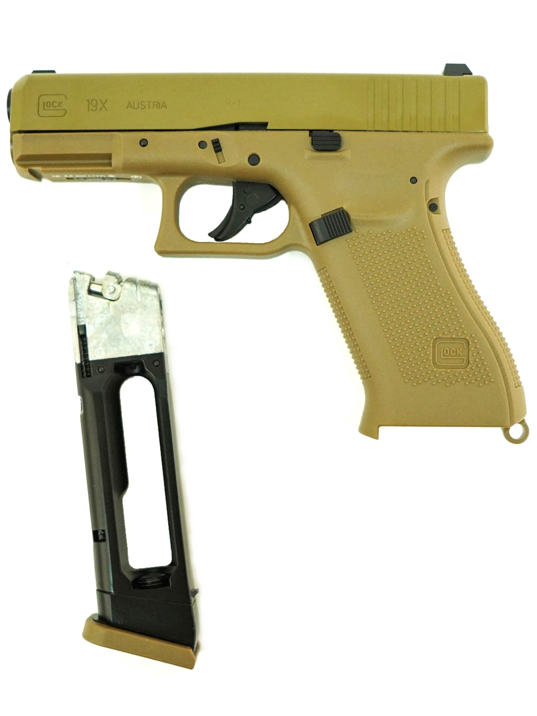 Пневматический пистолет Umarex Glock 19X Tan (Blowback) кал.4,5мм (метал, цвет песок, BB)