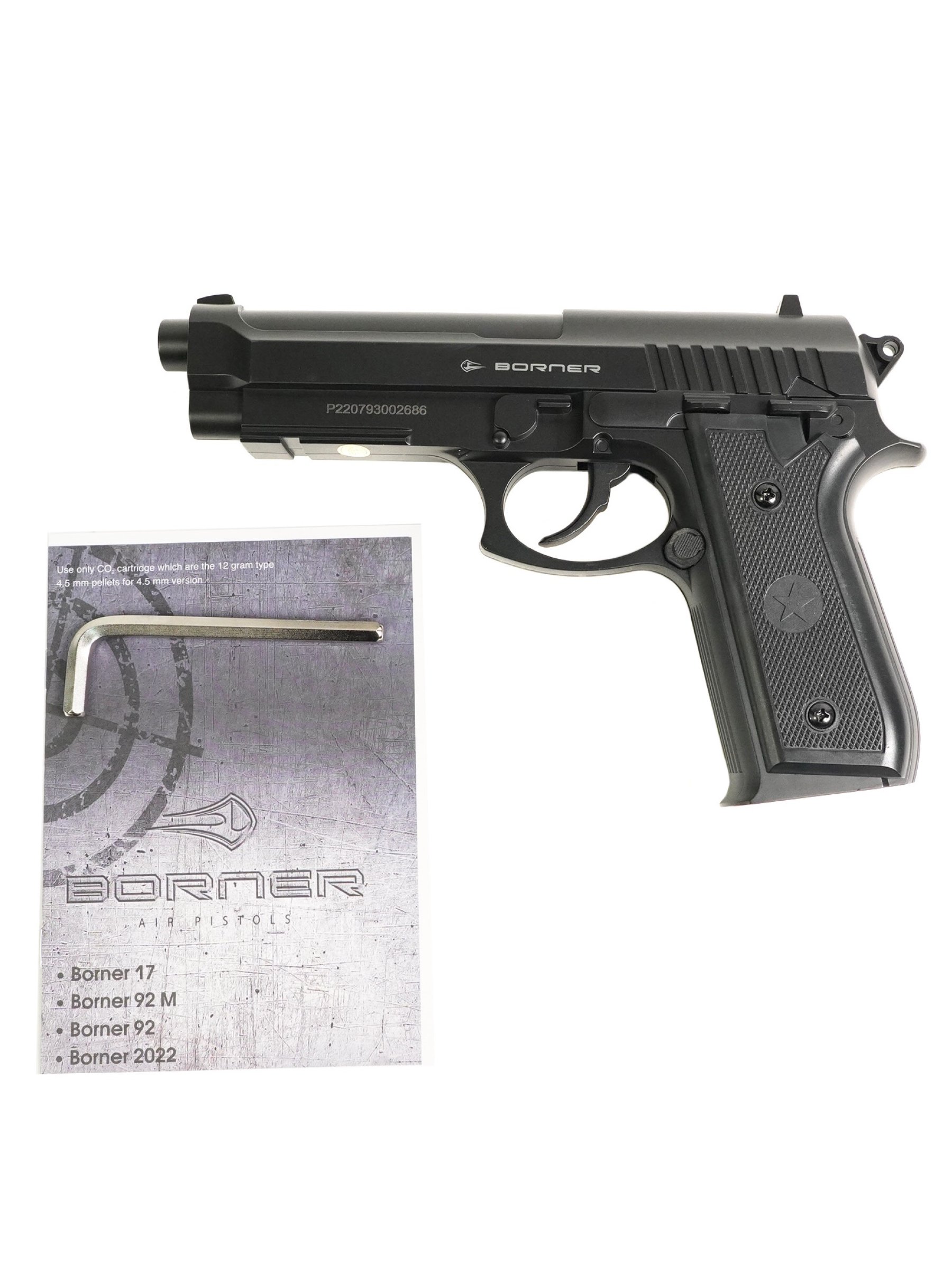 Пневматический пистолет Borner 92 (Beretta) пластик