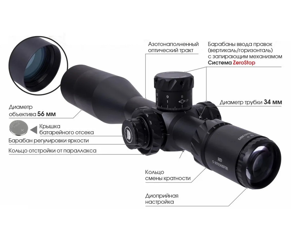 Оптический прицел Discovery HD-Gen2 5-30x56SFIR FFP, Zero Stop, 34 мм, на Weaverp