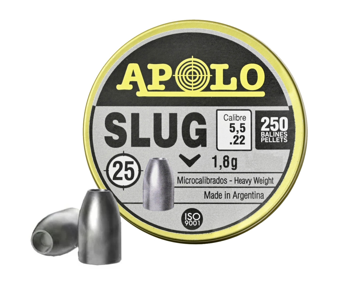 Пули пневматические полнотелые Apolo Slug 5,5 мм, 1,8 г (200 штук)