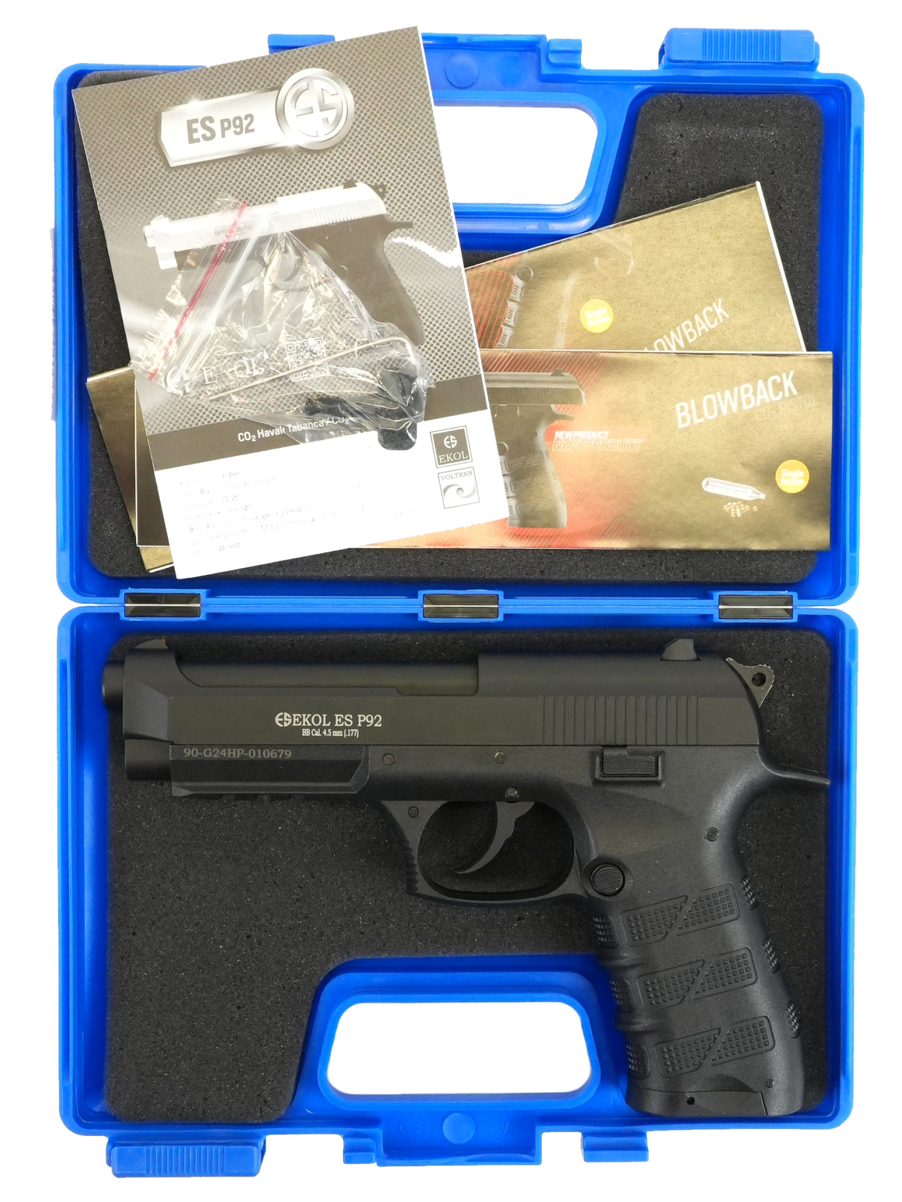 Пистолет пневм. EKOL ES P92 Black, (металл) кал. 4,5 мм, 3 Дж