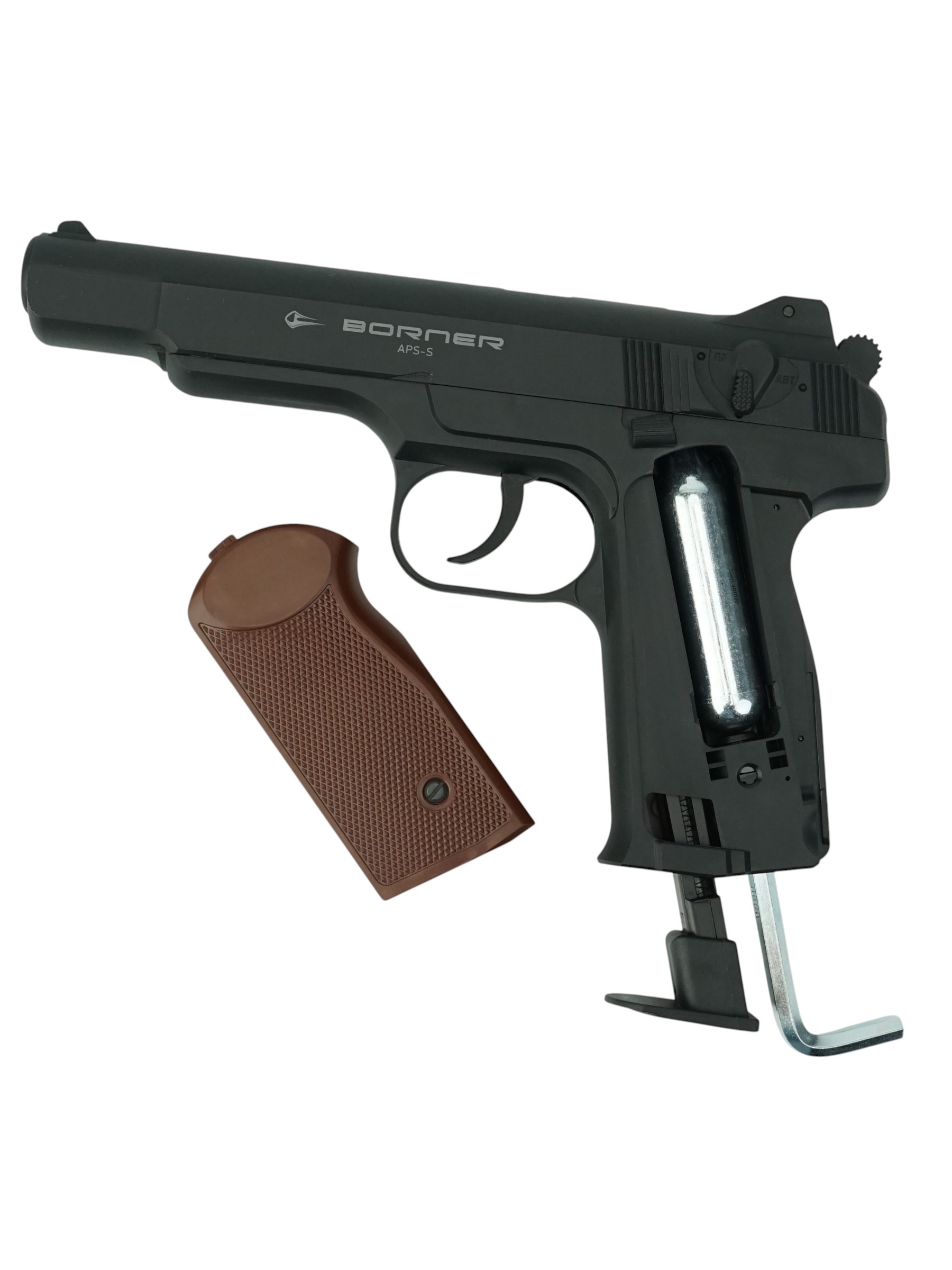 Пистолет пневм. BORNER APS-S Black, кал. 4,5 мм (пластик)/BBs